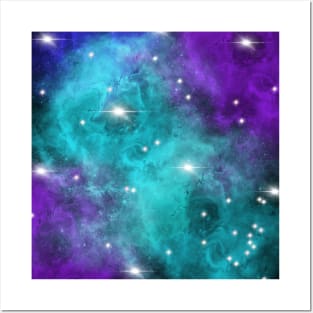 Purple Turquoise Star Nebula Space Galaxy Universe Posters and Art